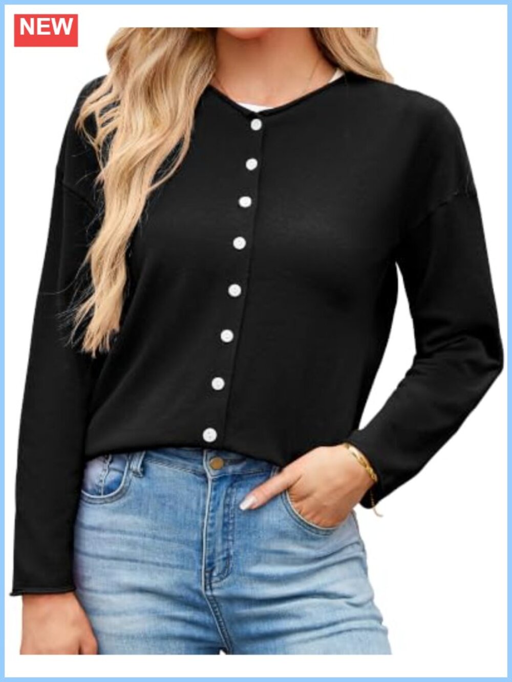 Womens Lightweight Knit Cardigan Rolled Collar Button Front Sweater